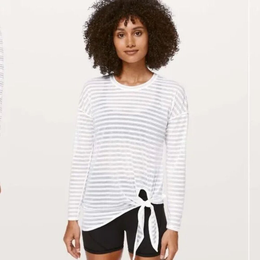 Lululemon Tie Your Practice Long Sleeve *Stripe White